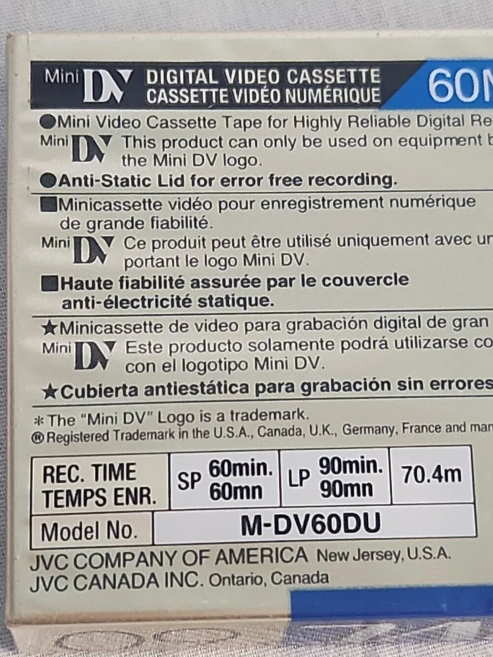 New JVC M-DV60DU 60min MINI DVC Sealed Blank
